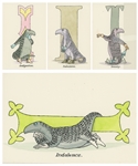 Edward Gorey Original Limited Edition Set of His Famous Hand-Painted Alphabet Postcards